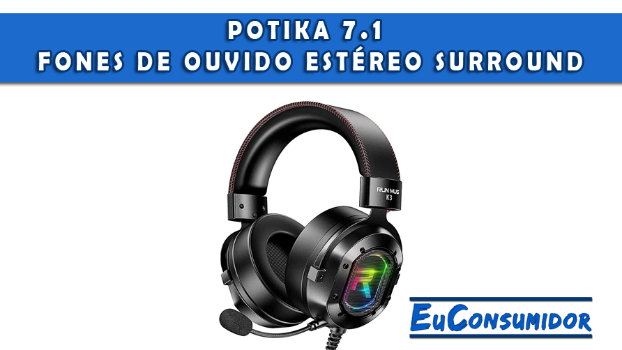Potika 7.1 Fones de ouvido estéreo surround